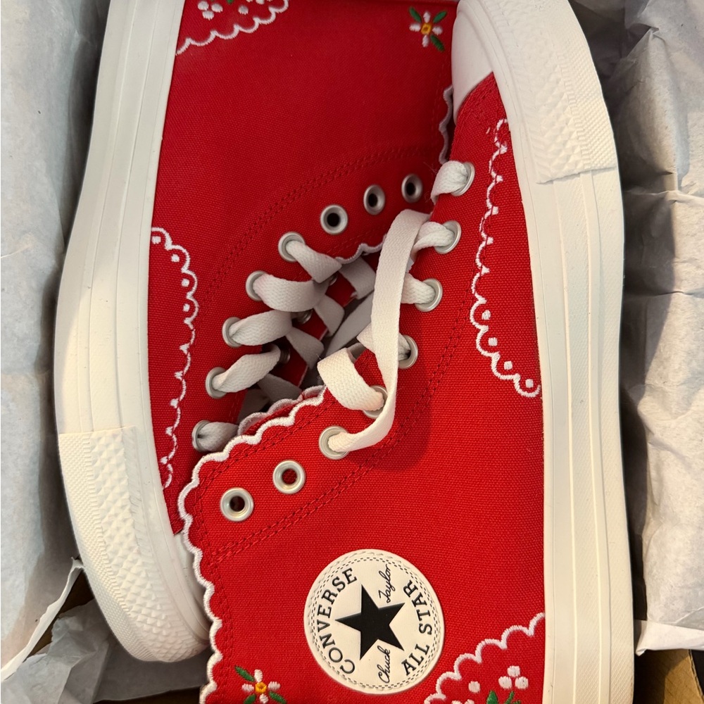 Converse Red Canvas Sneakers with White Details